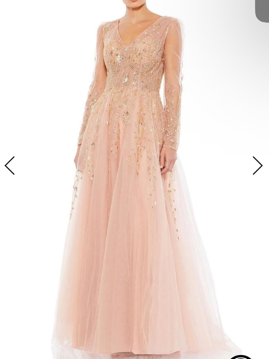 Mac Duggal Dresses & Skirts - Mac Duggal Blush Champagne Embellished v neck Tulle Maxi Gown plus size 24 new